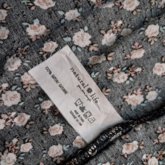 Natural Life Dress Women's XL Midi Black Ditsy Floral Cottagecore - Picture 8 of 11